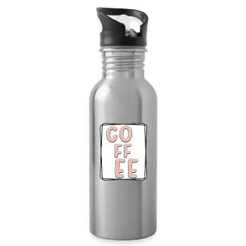 Kaffee Typo Panel - Trinkflasche mit integriertem Trinkhalm - Lightsilver - Rechts