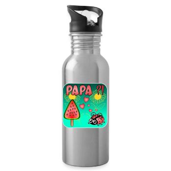 Wassermelonen Eiscreme - PAPA MARIENKÄFER - Trinkflasche mit integriertem Trinkhalm - Lightsilver - Rechts