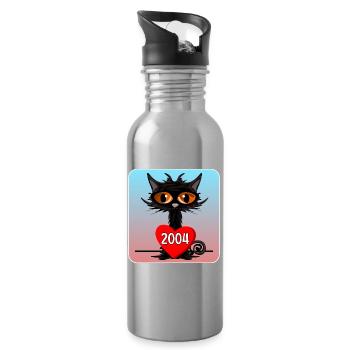 Domestic cats 22nd birthday 2004 - Water bottle with straw - silver - Right