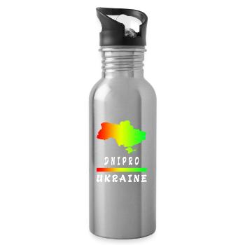 Dnipro Ukraine Regenbogen Design - Trinkflasche mit integriertem Trinkhalm - Lightsilver - Rechts