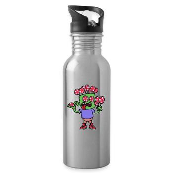Naschkatzen Bonbon Lecker Süßigkeiten Nachspeise - Trinkflasche mit integriertem Trinkhalm - Lightsilver - Rechts