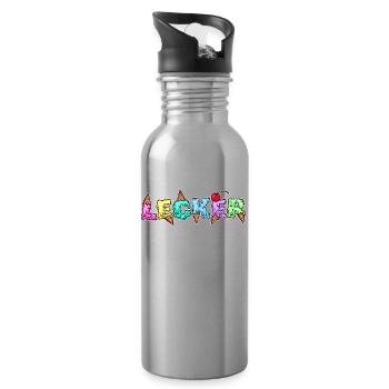 Lecker Nachspeise Eis Süßigkeiten Naschkatzen - Trinkflasche mit integriertem Trinkhalm - Lightsilver - Rechts