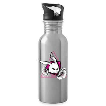 Yolo Bunny Tattoo Cool Rose LOL Fleur Crass Skater - Gourde avec paille intégrée - argent clair - Droite