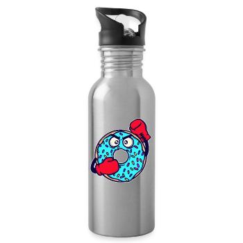 Donut Lecker Süßigkeiten Backen Naschen Kalorien - Trinkflasche mit integriertem Trinkhalm - Lightsilver - Rechts