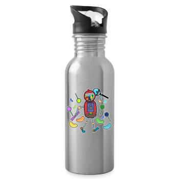 Cool Süßigkeiten Bonbon Naschkatzen Nachspeise - Trinkflasche mit integriertem Trinkhalm - Lightsilver - Rechts