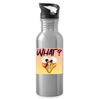 Truthahn GESICHT - Tierillustration - Was - Trinkflasche mit integriertem Trinkhalm - Lightsilver - Rechts