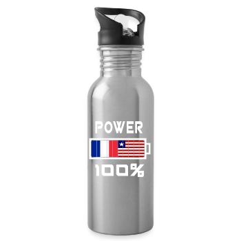 Liberia und Frankreich sind an der Macht - Trinkflasche mit integriertem Trinkhalm - Lightsilver - Rechts