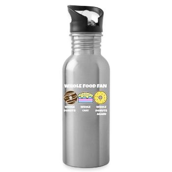 Lecker Naschen Donut Kuchen Süßigkeiten Statement - Trinkflasche mit integriertem Trinkhalm - Lightsilver - Rechts