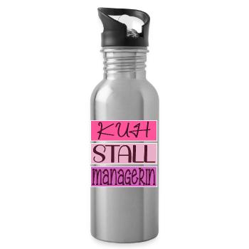KUH STALL MANAGERIN - LANDWIRTIN BAUERNHOF - Trinkflasche mit integriertem Trinkhalm - Lightsilver - Rechts