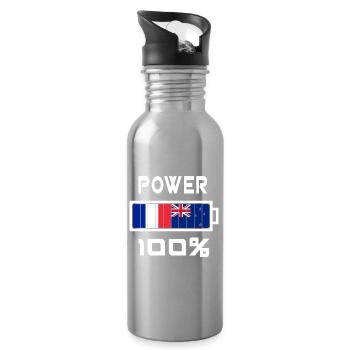 New Zealand and France Power 100% - Water bottle with straw - silver - Right