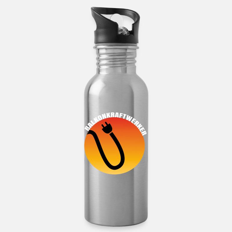 Balkonkraftwerk Plug Icon - Trinkflasche mit integriertem Trinkhalm - Lightsilver