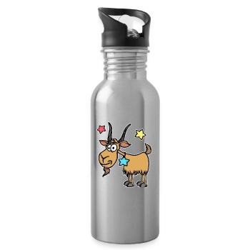 Capricorn Stars Esoteric Zodiac Galaxy - Water bottle with straw - silver - Right