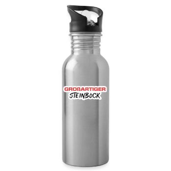 Steinbock Statement Tierkreiszeichen Esoterik - Trinkflasche mit integriertem Trinkhalm - Lightsilver - Rechts
