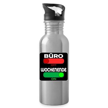 BÜRO OFF - WOCHENENDE ON - SPRÜCHE - Trinkflasche mit integriertem Trinkhalm - Lightsilver - Rechts