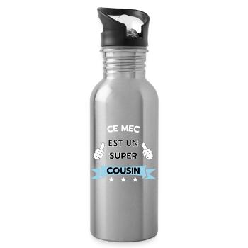 Ce mec est super cousin - Gourde avec paille intégrée - argent clair - Droite