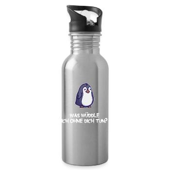 Pinguin Tier Vogel Statement Zoo Seevogel - Trinkflasche mit integriertem Trinkhalm - Lightsilver - Rechts