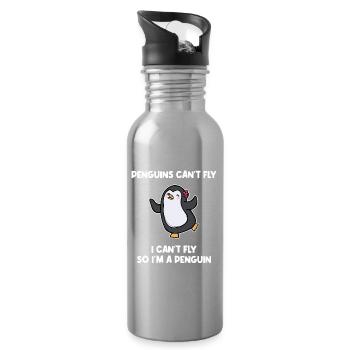 Penguin Animal Zoo Déclaration humoristique Oiseau Pôle Sud - Gourde avec paille intégrée - argent clair - Droite