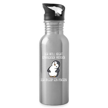 Zoo Süß Tier Pinguin Statement Seevogel - Trinkflasche mit integriertem Trinkhalm - Lightsilver - Rechts