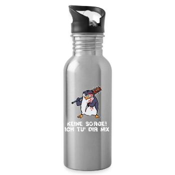 Pingui Vogel Tier Zoo Arktis Statement Seevogel - Trinkflasche mit integriertem Trinkhalm - Lightsilver - Rechts