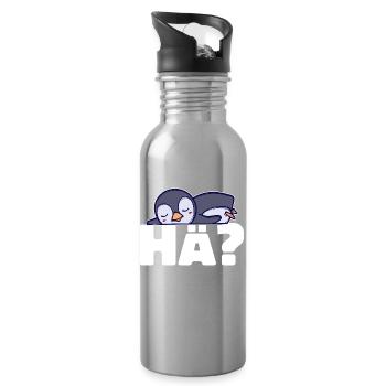 Pinguin Kälte Seevogel Spruch Tier Vogel Arktis - Trinkflasche mit integriertem Trinkhalm - Lightsilver - Rechts