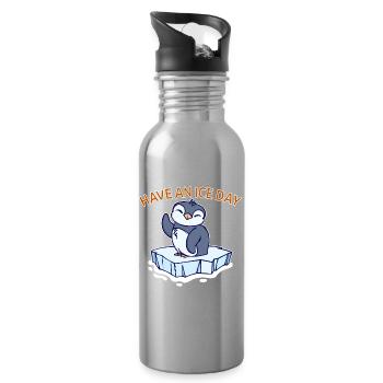 Antarctique Ice Cold Penguin Déclaration Oiseau de mer - Gourde avec paille intégrée - argent clair - Droite