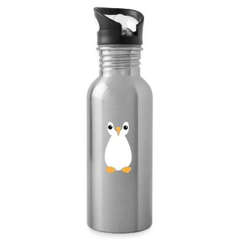 Antarctique Animal Oiseau de mer Pingouin Zoo Vigel - Gourde avec paille intégrée - argent clair - Droite