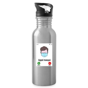 Appel masqué - Gourde avec paille intégrée - argent clair - Droite