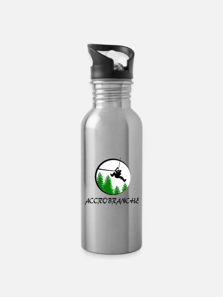 Baumklettern - Trinkflasche mit integriertem Trinkhalm - Lightsilver