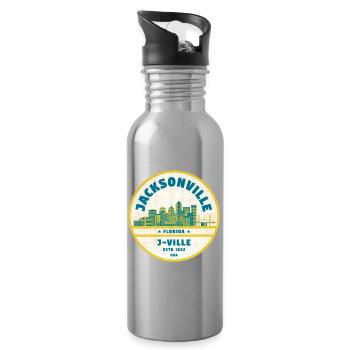 Jacksonville Skyline Crest - Trinkflasche mit integriertem Trinkhalm - Lightsilver - Rechts