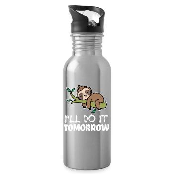 Lazy Sleep Sloth Statement Jungle Dwellers - Water bottle with straw - silver - Right