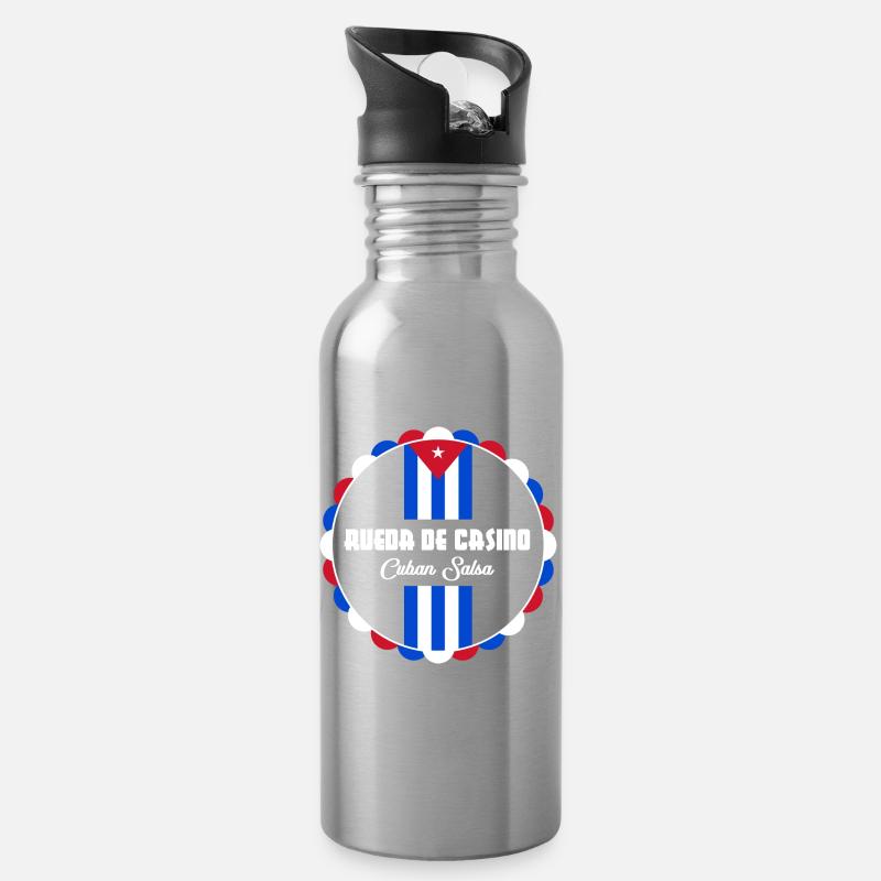 Rueda de Casino - Cuban Salsa - Trinkflasche mit integriertem Trinkhalm - Lightsilver