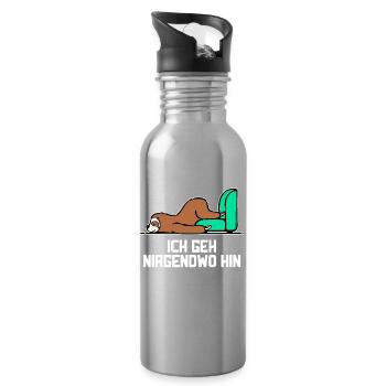 Faul Tier Müde Faultier Statement Zoo Schlafen - Trinkflasche mit integriertem Trinkhalm - Lightsilver - Rechts