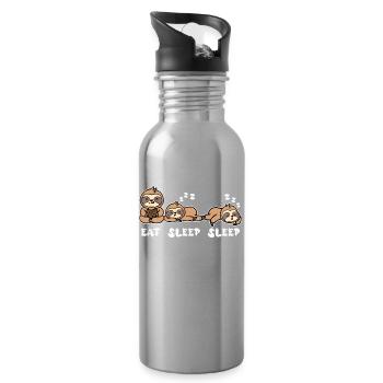 Cool Vegetarian Relax Sloth Late Riser Saying - Water bottle with straw - silver - Right