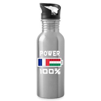 La Hongrie et France Power 100 % - Gourde avec paille intégrée - argent clair - Droite