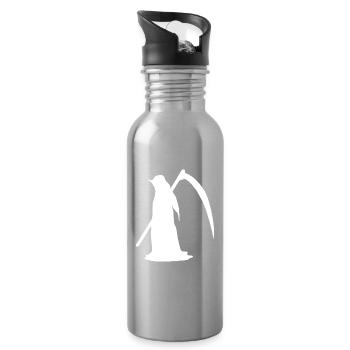 Silhouetten, Sensenmänner,gruselige Prints, goth - Trinkflasche mit integriertem Trinkhalm - Lightsilver - Rechts