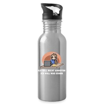 Sloth Chilling Animal Jungle Dweller Statement - Water bottle with straw - silver - Right