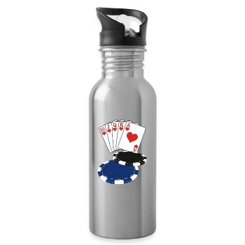 Poker - Trinkflasche mit integriertem Trinkhalm - Lightsilver - Rechts