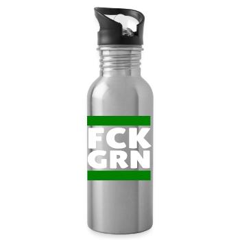 Gegen die Grünen - Trinkflasche mit integriertem Trinkhalm - Lightsilver - Rechts