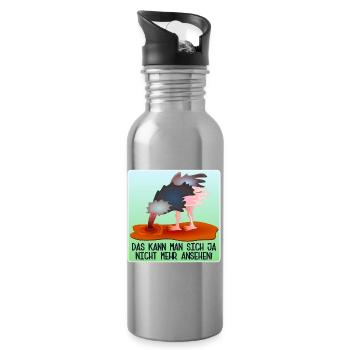 LUSTIGE SPRÜCHE - ABTAUCHEN VOGELSTRAUß - Trinkflasche mit integriertem Trinkhalm - Lightsilver - Rechts