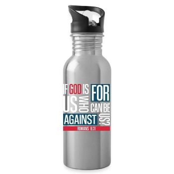 God for us (dark) - Water bottle with straw - silver - Right