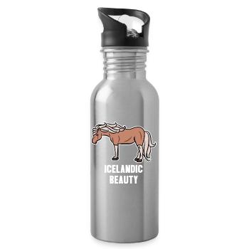 Islandpferde Cool Pferde Statement Pferdefan - Trinkflasche mit integriertem Trinkhalm - Lightsilver - Rechts