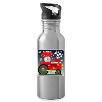 Fußball Lokomotive MAUS - Trinkflasche mit integriertem Trinkhalm - Lightsilver - Rechts