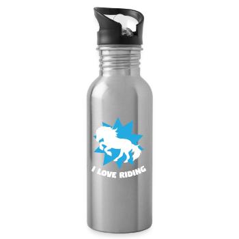 Horses Riding Statement Icelandic Horses Horse Love - Water bottle with straw - silver - Right