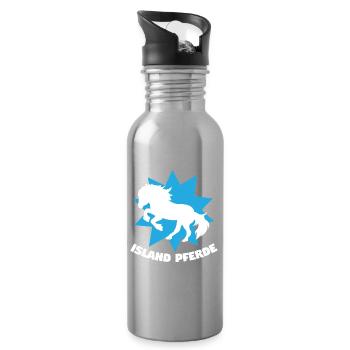 Islandpferde Tölt Galopp Trab Pferde Spruch Pferde - Trinkflasche mit integriertem Trinkhalm - Lightsilver - Rechts
