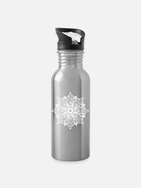 Mandala - Gourde avec paille intégrée - argent clair