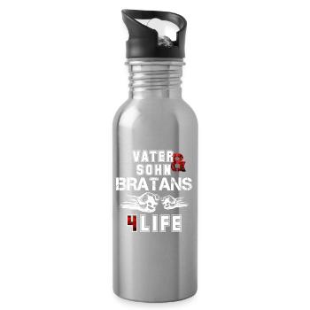 Vater und Sohn Bratans fürs Leben Geschenk - Trinkflasche mit integriertem Trinkhalm - Lightsilver - Rechts