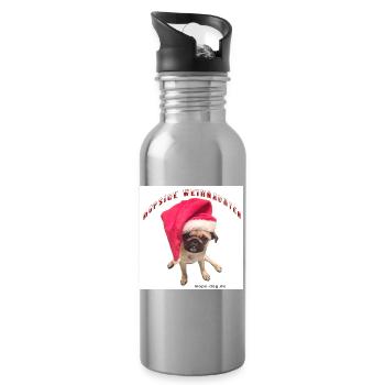 Weihnachtshund mit Hausschmuck - Trinkflasche mit integriertem Trinkhalm - Lightsilver - Rechts