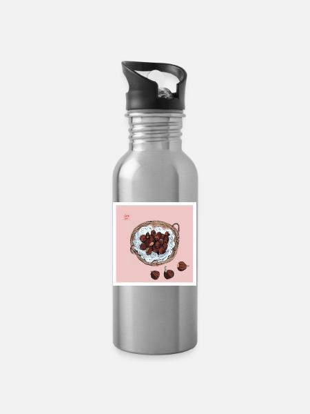 Maroni - Trinkflasche mit integriertem Trinkhalm - Lightsilver
