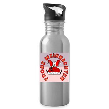 Weihnachtsmann Frohe Weihnachten - Trinkflasche mit integriertem Trinkhalm - Lightsilver - Rechts