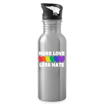 Heart Love Statement Lgbt Equality Homo - Water bottle with straw - silver - Right